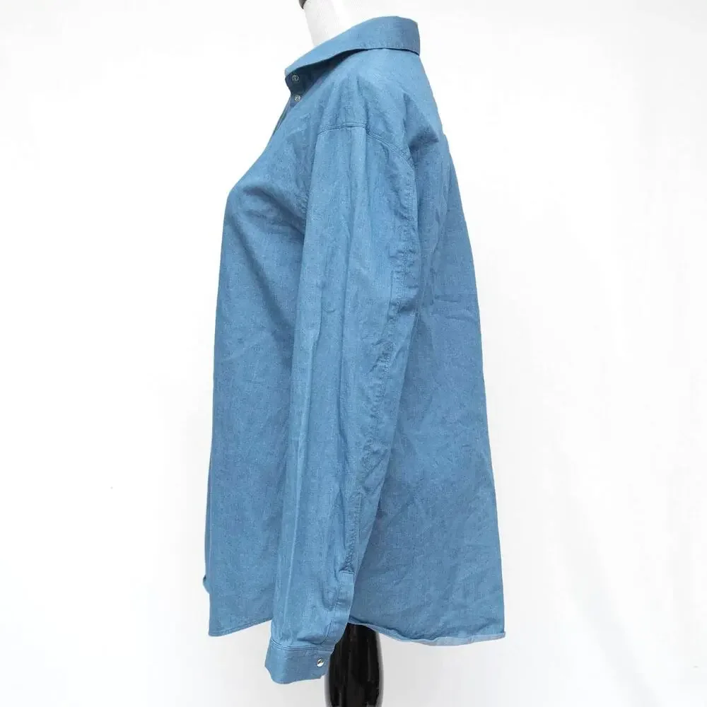 Lafayette 148 New York Long Sleeve Button Down Chambray Shirt Size Small - Picture 2 of 10